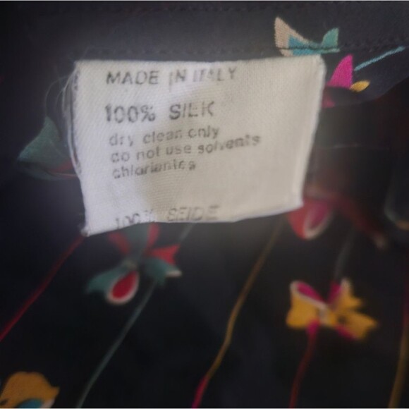 Vintage Coronel 100% Silk Black Bow Long Sleeve Button-down Blouse Size M - Picture 5 of 7